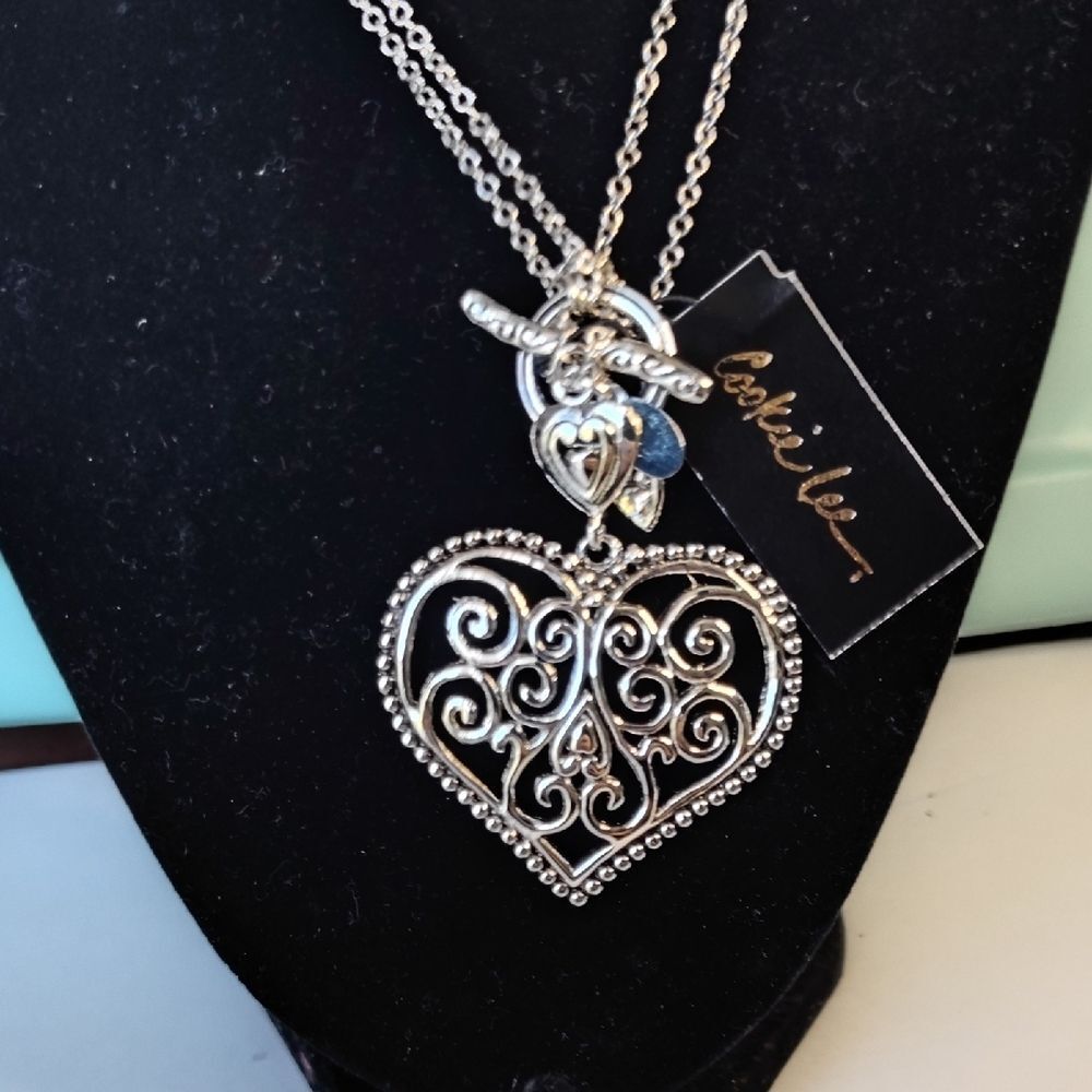 Cookie Lee Silver Heart Pendant Necklace - Picture 3 of 5